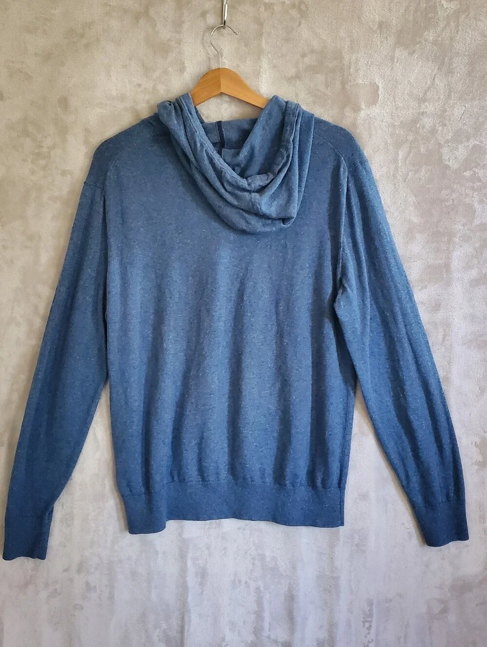 Banana Republic Silk Linen Hoodie Men's L Blue Casual Quiet Luxury Pullover